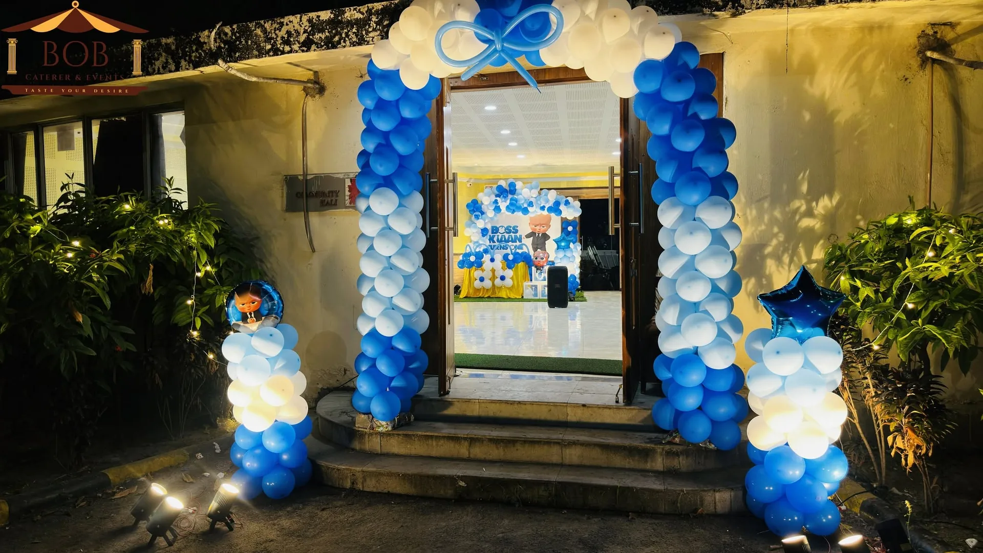 Boss Baby Blue & White Balloon Entrance Arch Kolkata