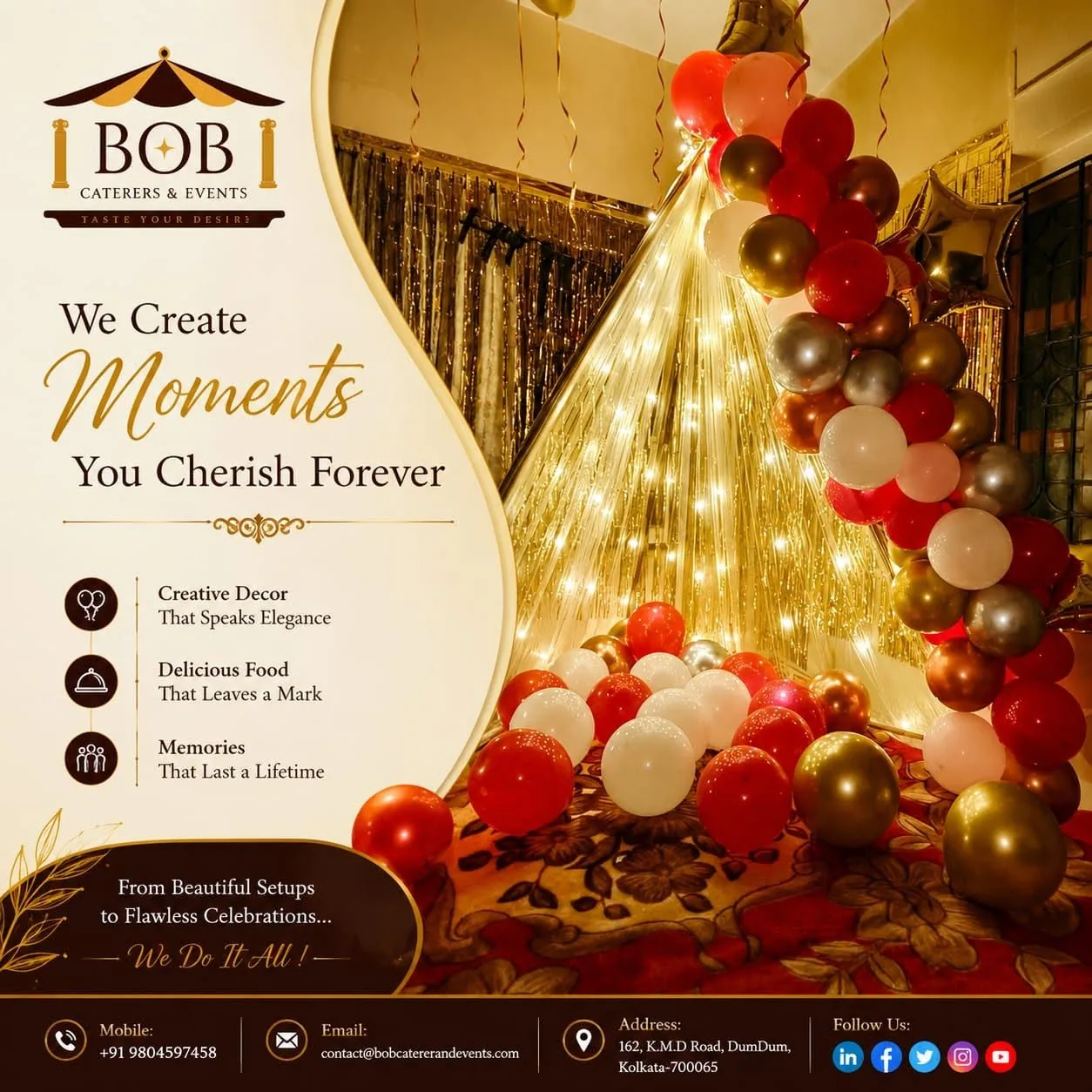 Romantic Fairy Light Canopy and Golden Balloon Tent for Anniversaries Kolkata
