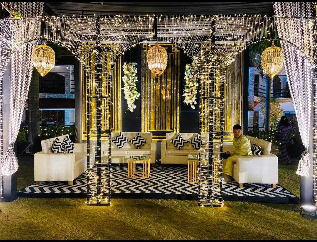 Golden Floral Canopy & Lounge #120 - BoB Caterer & Events Kolkata