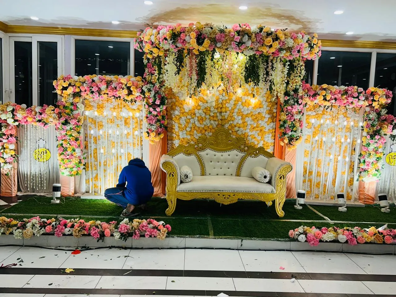 Golden Floral Canopy & Lounge #152 - BoB Caterer & Events Kolkata